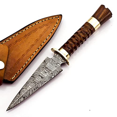 Handmade Damascus Steel Skinner knife SK-2020 Beautiful Designed Rose wood & Brass Handle