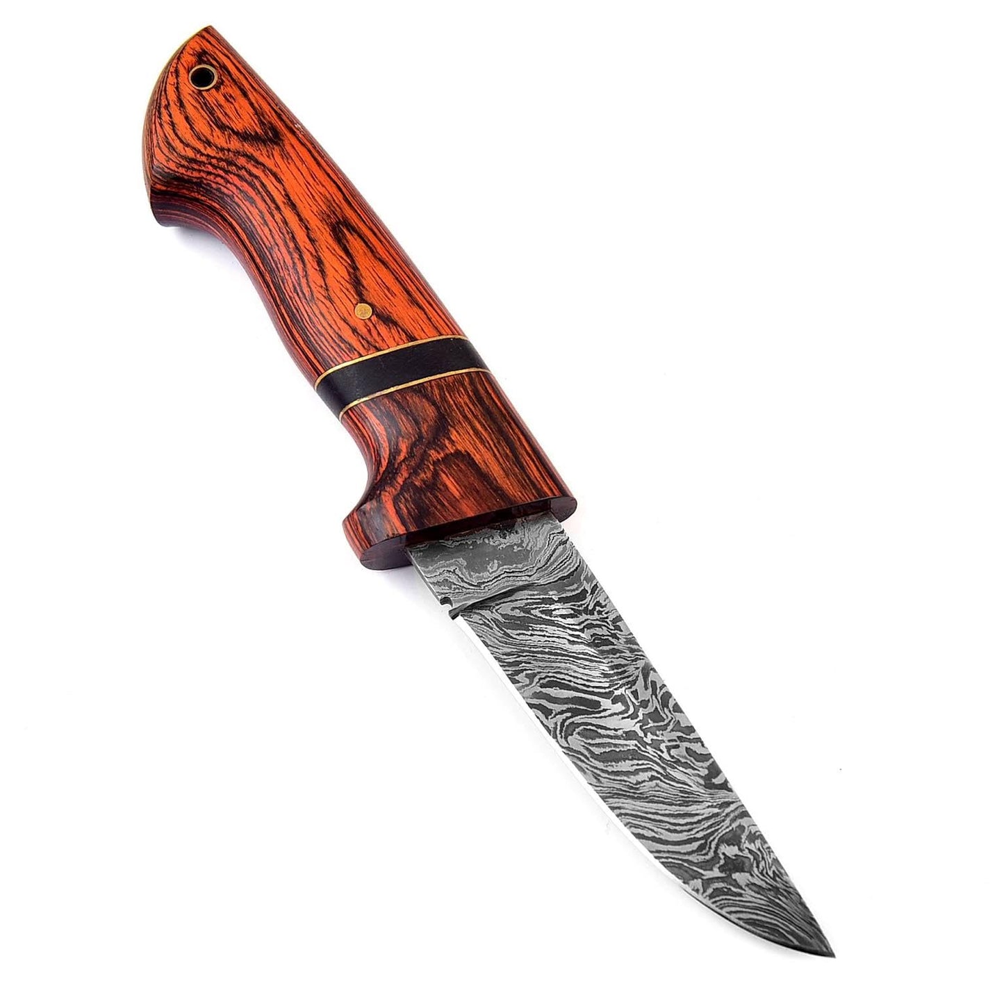 SK-2031 Handmade 09.00 Inches Damascus Steel Skinner Knife - Hard Wood Handle With Hard wood Scabbard.