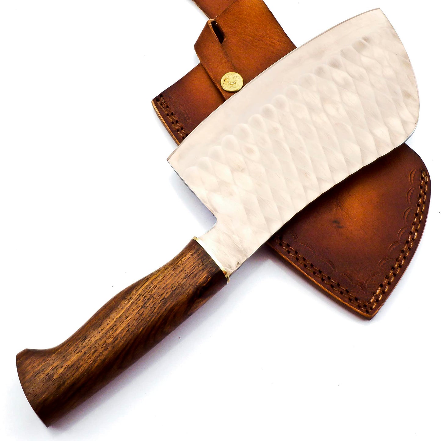 CP-5006 Handmade 12.50 Inches Stainless Steel Chopper Knife - Beautiful Rose Wood Handle