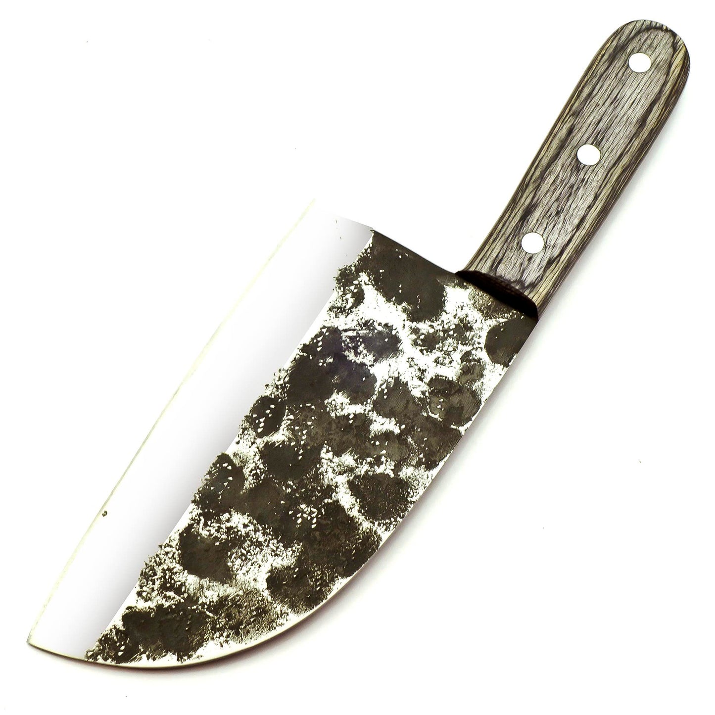 CP-5007 Handmade 12.00 Inches Stainless Steel Chopper Knife - Beautiful Black Hard Wood With Silver Pin Handle