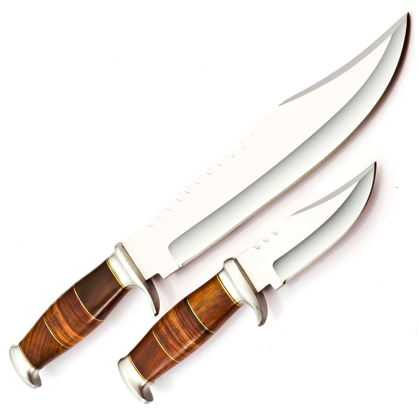 J2 Stainless Steel BK-3059 Handmade 2PCS Hunting Knife -Beautiful Rose Wood Handle