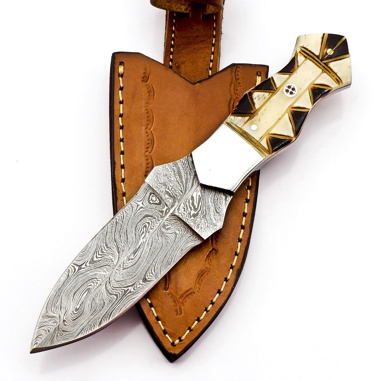 Handmade Damascus Steel Small knife SK-20 Beautiful Designed Camel Bone Handle.