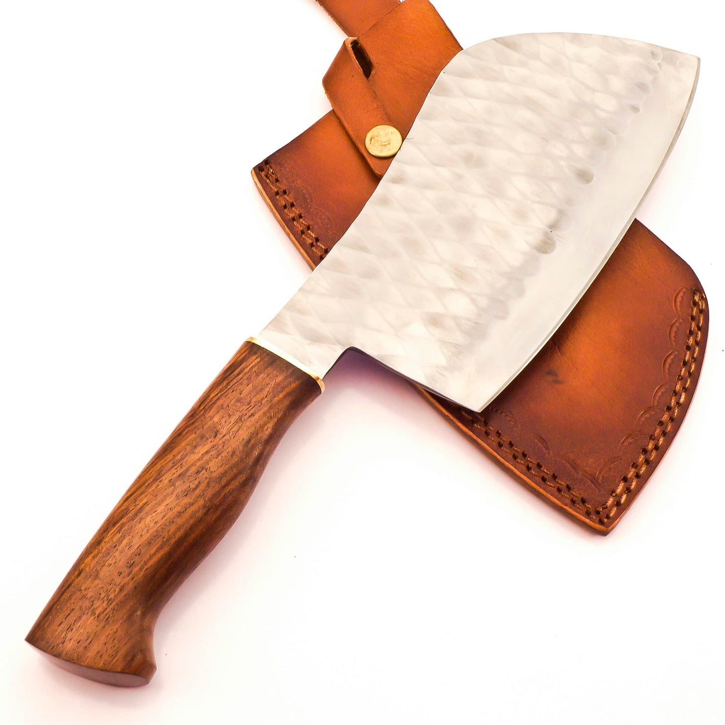 CP-5006 Handmade 12.50 Inches Stainless Steel Chopper Knife - Beautiful Rose Wood Handle