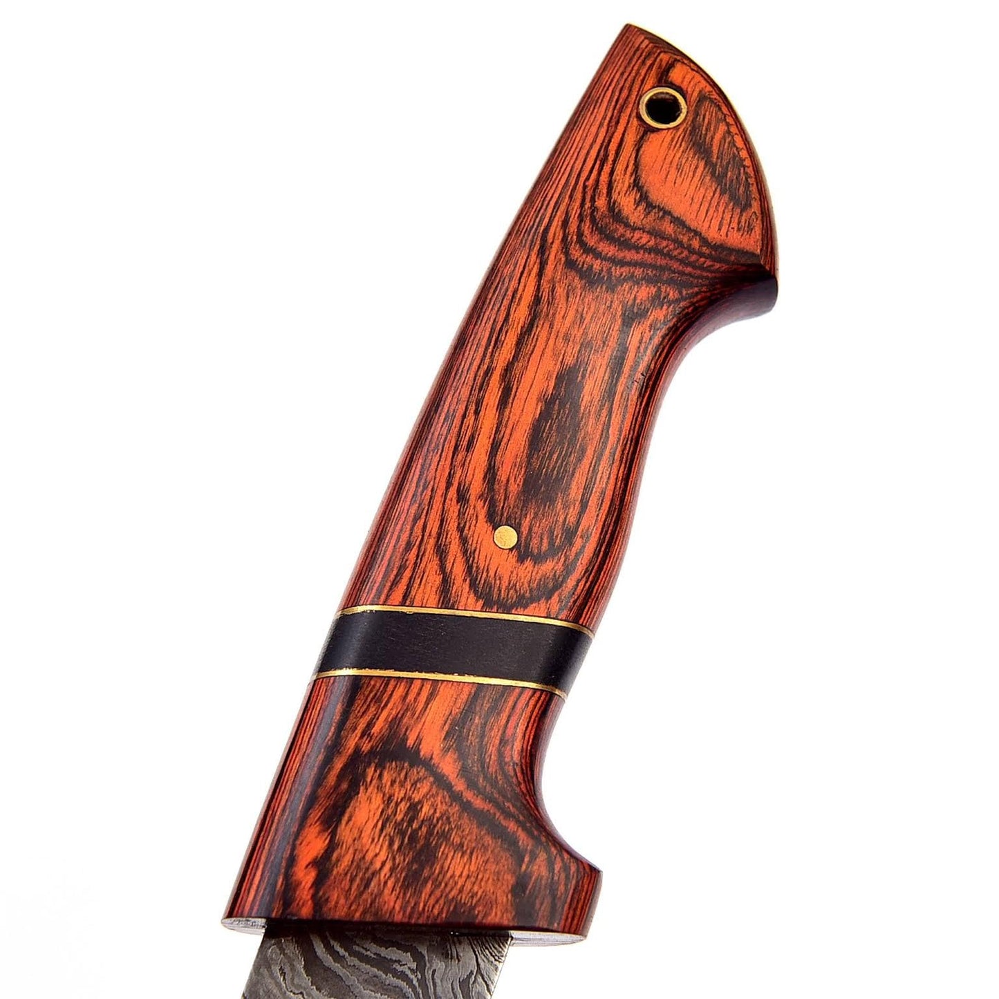 SK-2031 Handmade 09.00 Inches Damascus Steel Skinner Knife - Hard Wood Handle With Hard wood Scabbard.