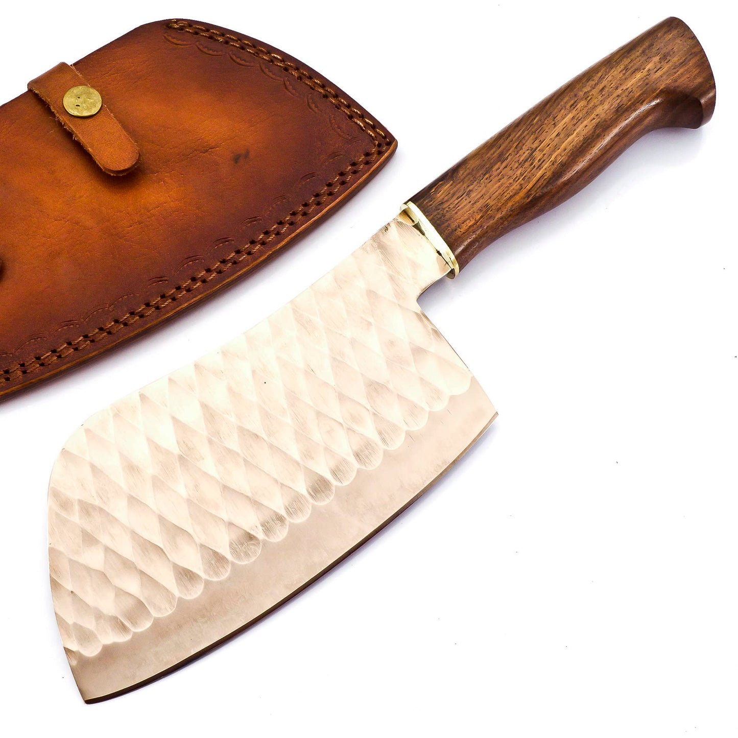 CP-5006 Handmade 12.50 Inches Stainless Steel Chopper Knife - Beautiful Rose Wood Handle