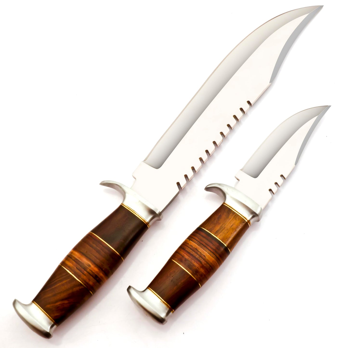 J2 Stainless Steel BK-3059 Handmade 2PCS Hunting Knife -Beautiful Rose Wood Handle