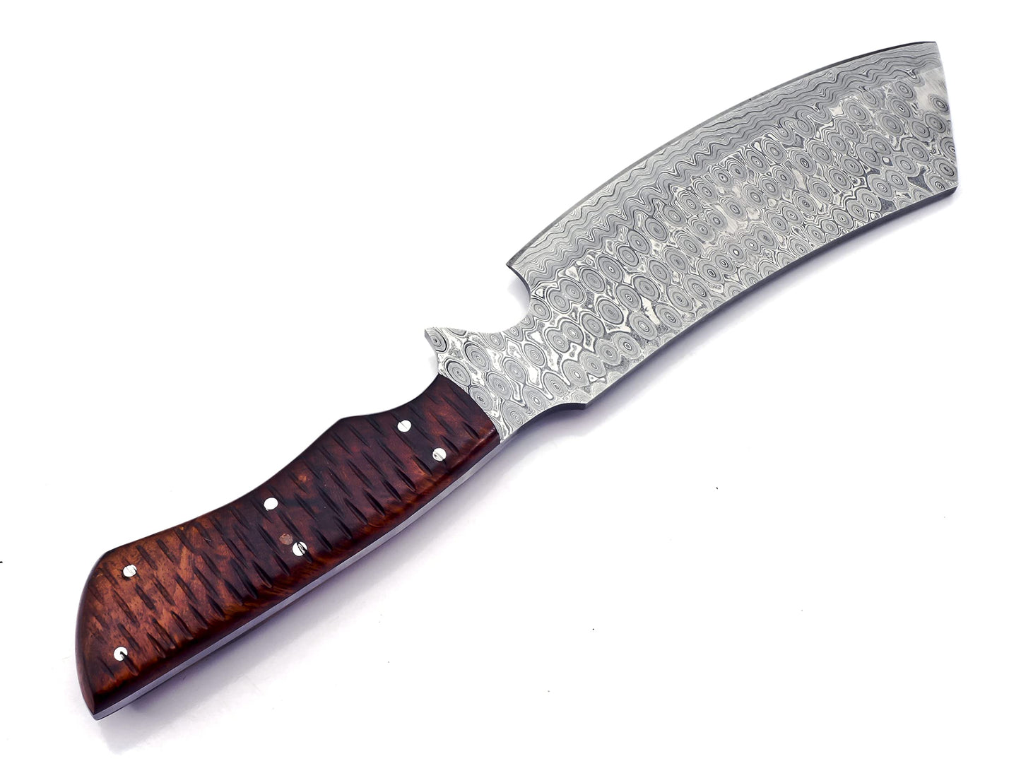 CP-500 Handmade Damascus Steel 12.00 Inches Damascus Steel Chopper Knife - Beautiful Rose Wood Handle.