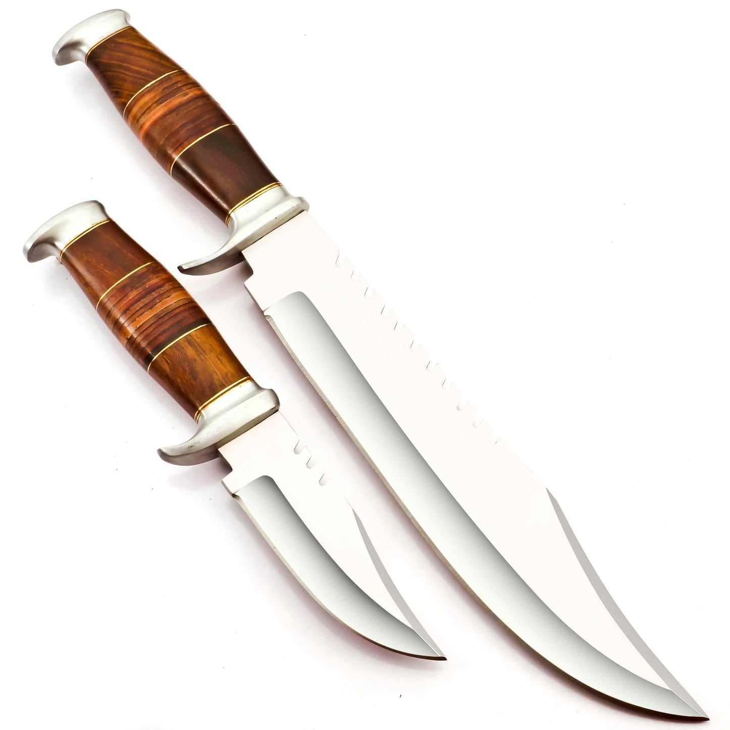 J2 Stainless Steel BK-3059 Handmade 2PCS Hunting Knife -Beautiful Rose Wood Handle