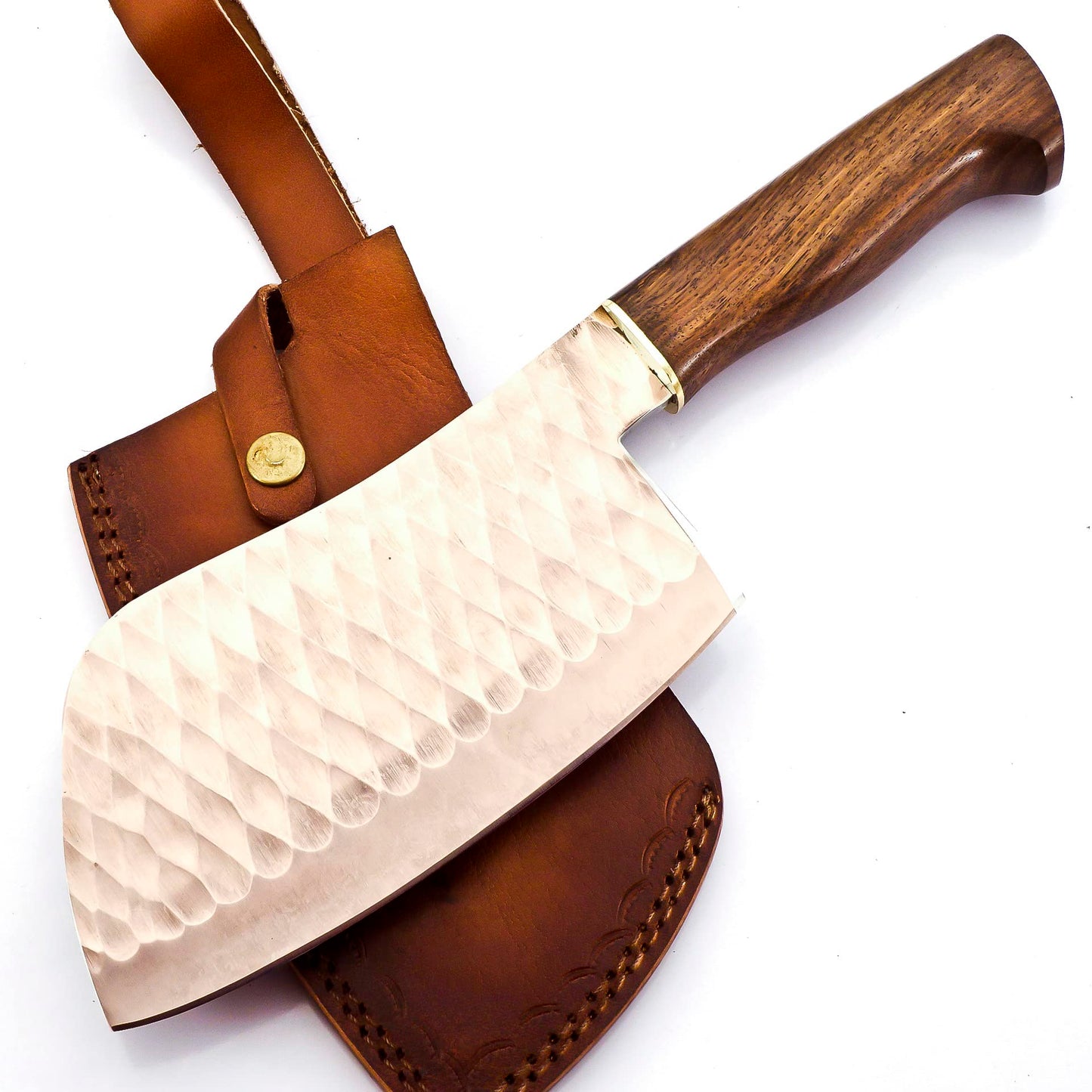 CP-5006 Handmade 12.50 Inches Stainless Steel Chopper Knife - Beautiful Rose Wood Handle