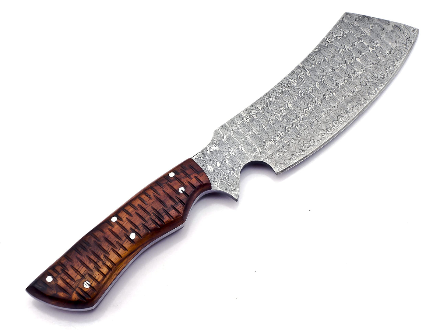 CP-500 Handmade Damascus Steel 12.00 Inches Damascus Steel Chopper Knife - Beautiful Rose Wood Handle.