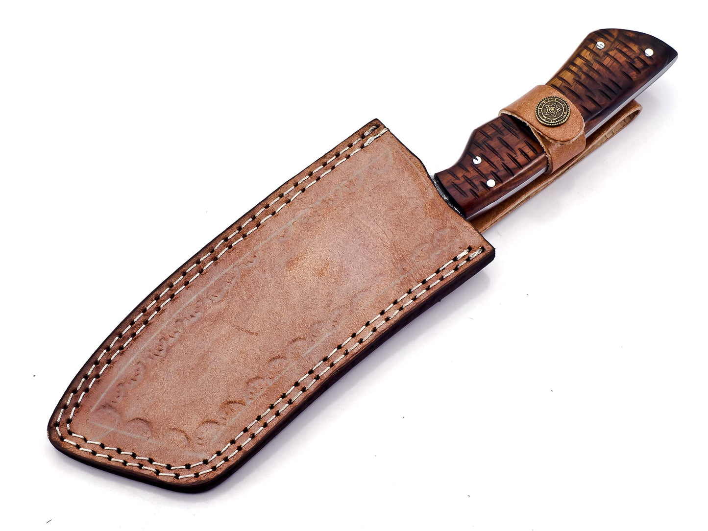 CP-500 Handmade Damascus Steel 12.00 Inches Damascus Steel Chopper Knife - Beautiful Rose Wood Handle.