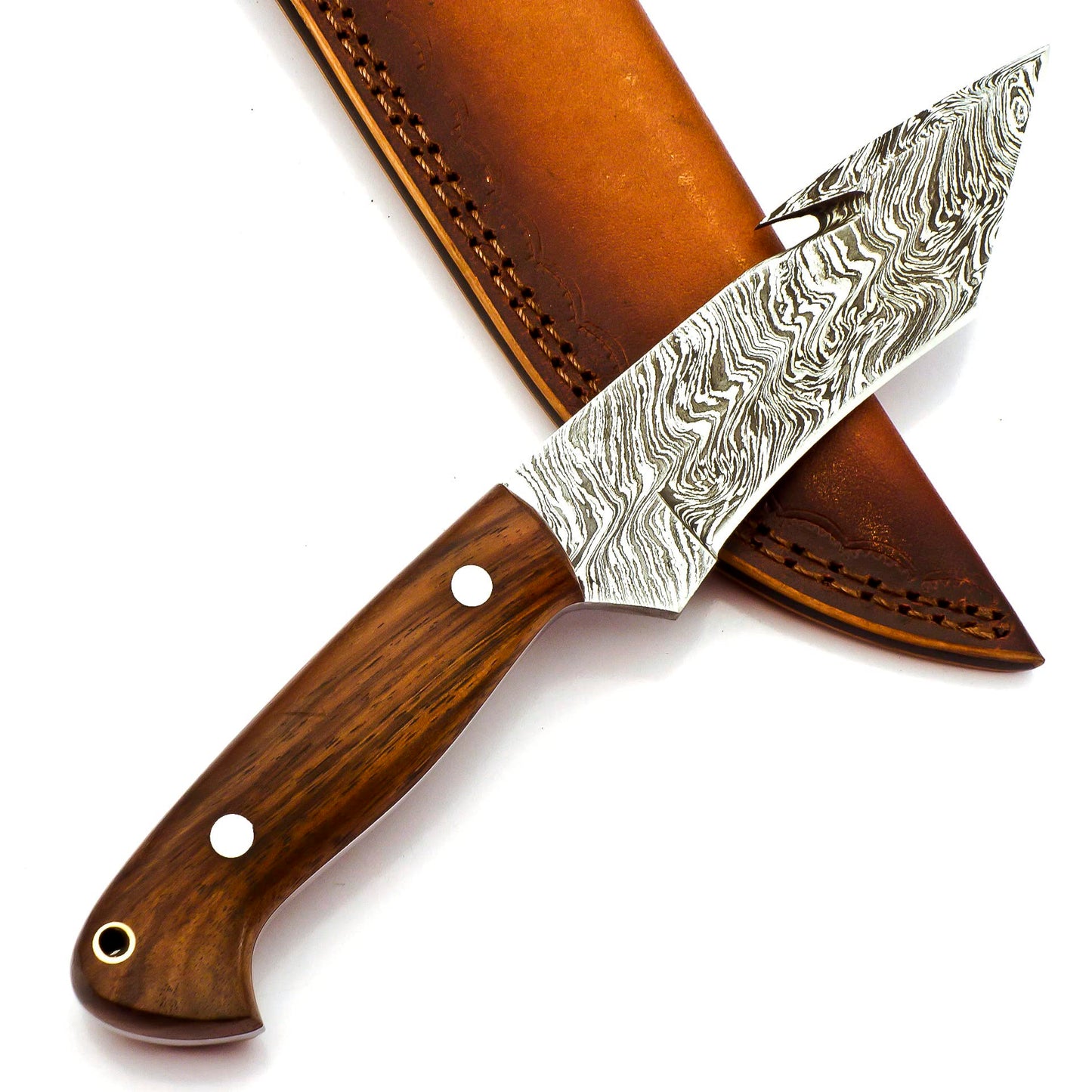 SK-2030 Handmade 09.00 Inches Damascus Steel full tang Skinner Knife - Rose Wood Handle.