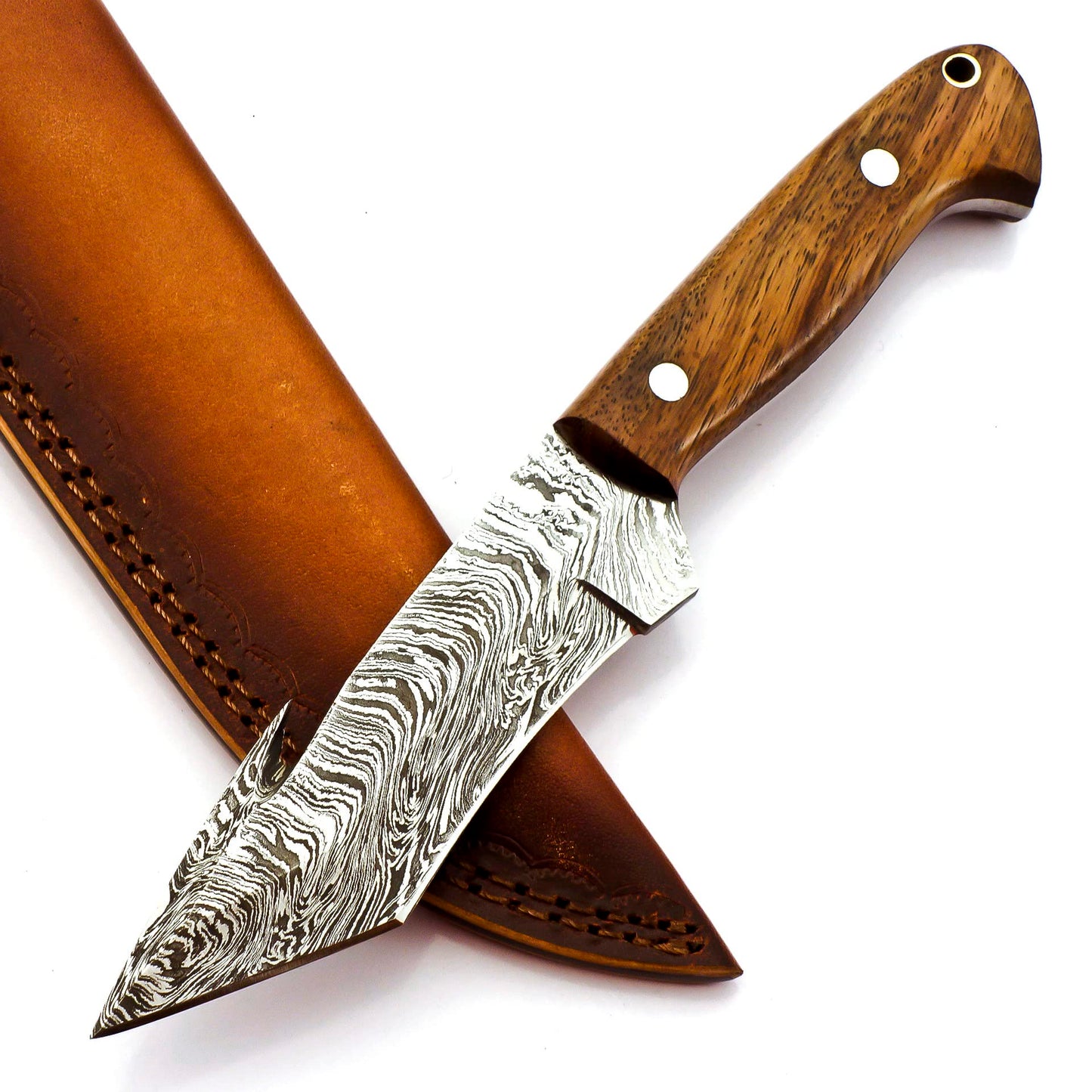 SK-2030 Handmade 09.00 Inches Damascus Steel full tang Skinner Knife - Rose Wood Handle.