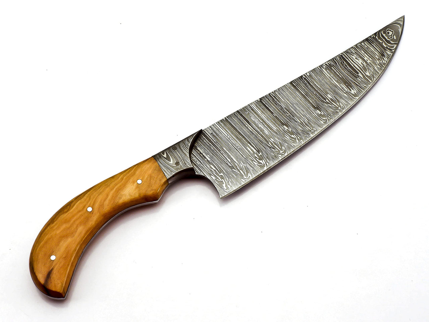 Handmade Damascus Steel 12 inches Kitchen Knife KK-99 - Beautiful Olive Wood Handle.