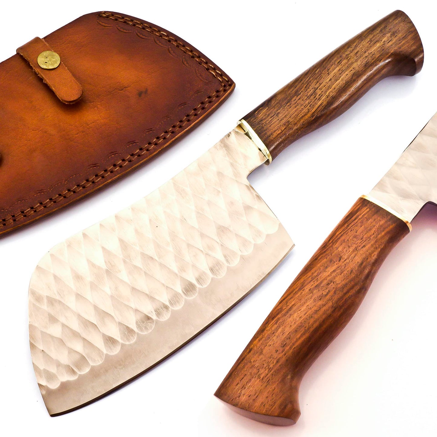 CP-5006 Handmade 12.50 Inches Stainless Steel Chopper Knife - Beautiful Rose Wood Handle