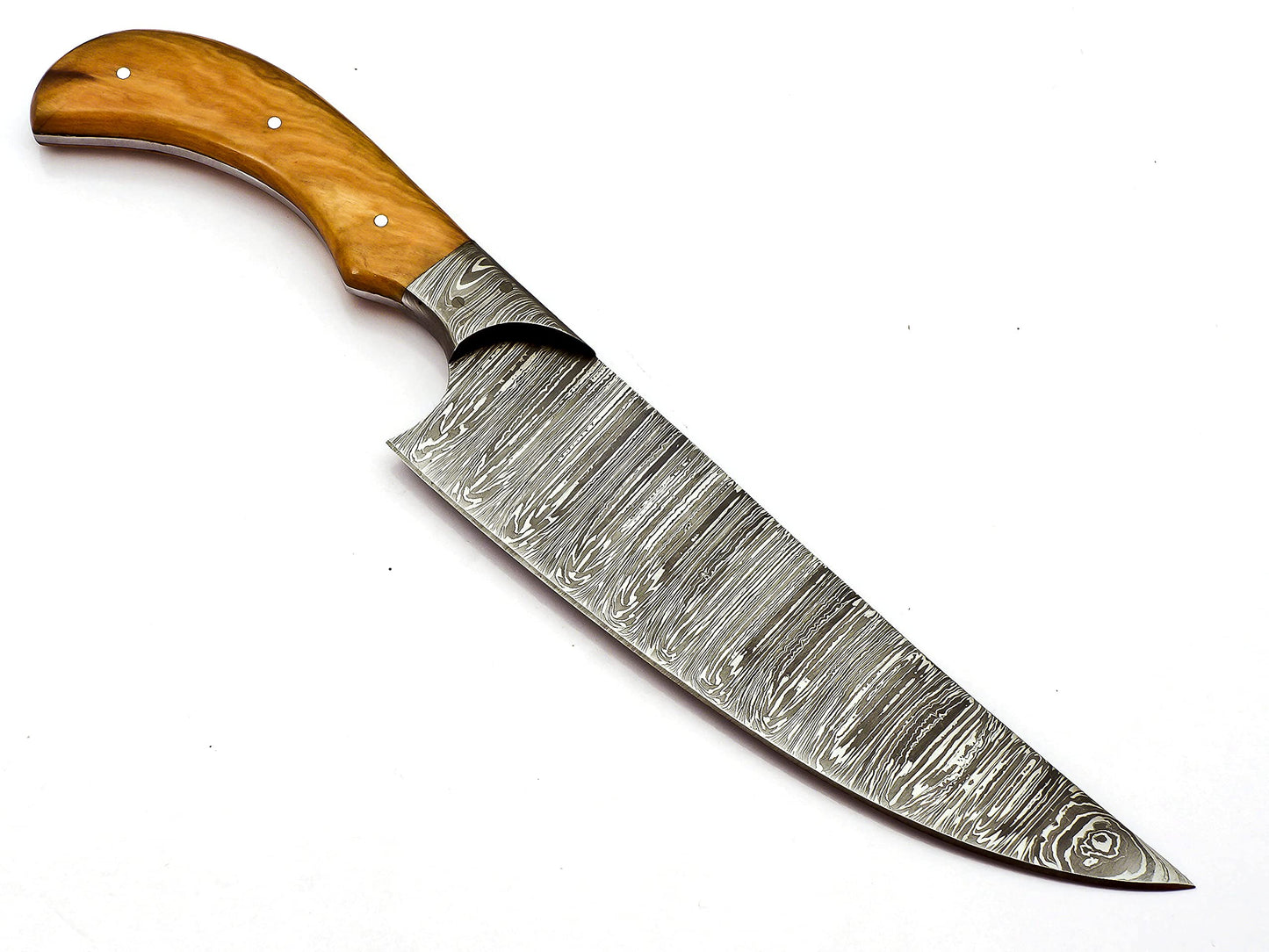 Handmade Damascus Steel 12 inches Kitchen Knife KK-99 - Beautiful Olive Wood Handle.