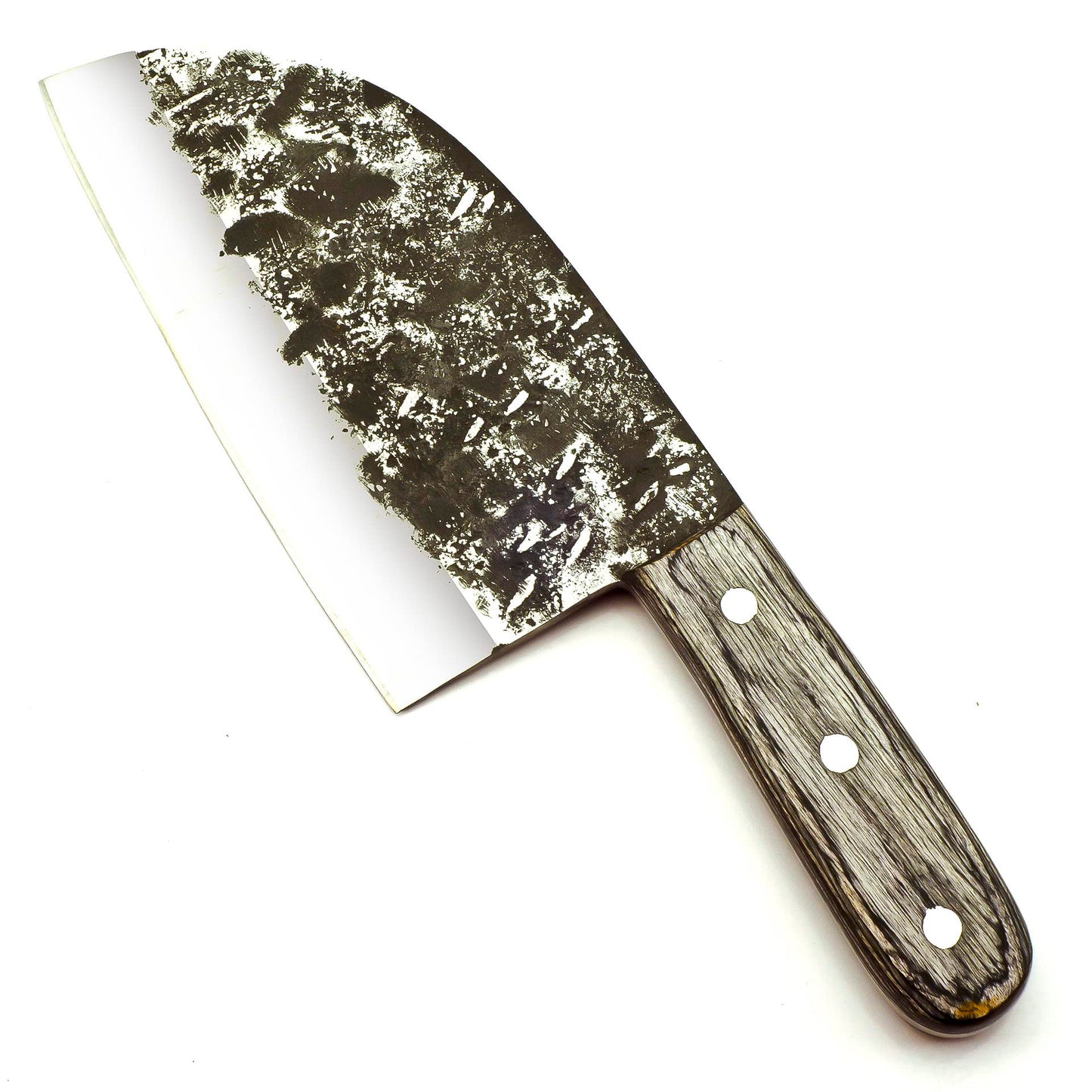 CP-5007 Handmade 12.00 Inches Stainless Steel Chopper Knife - Beautiful Black Hard Wood With Silver Pin Handle