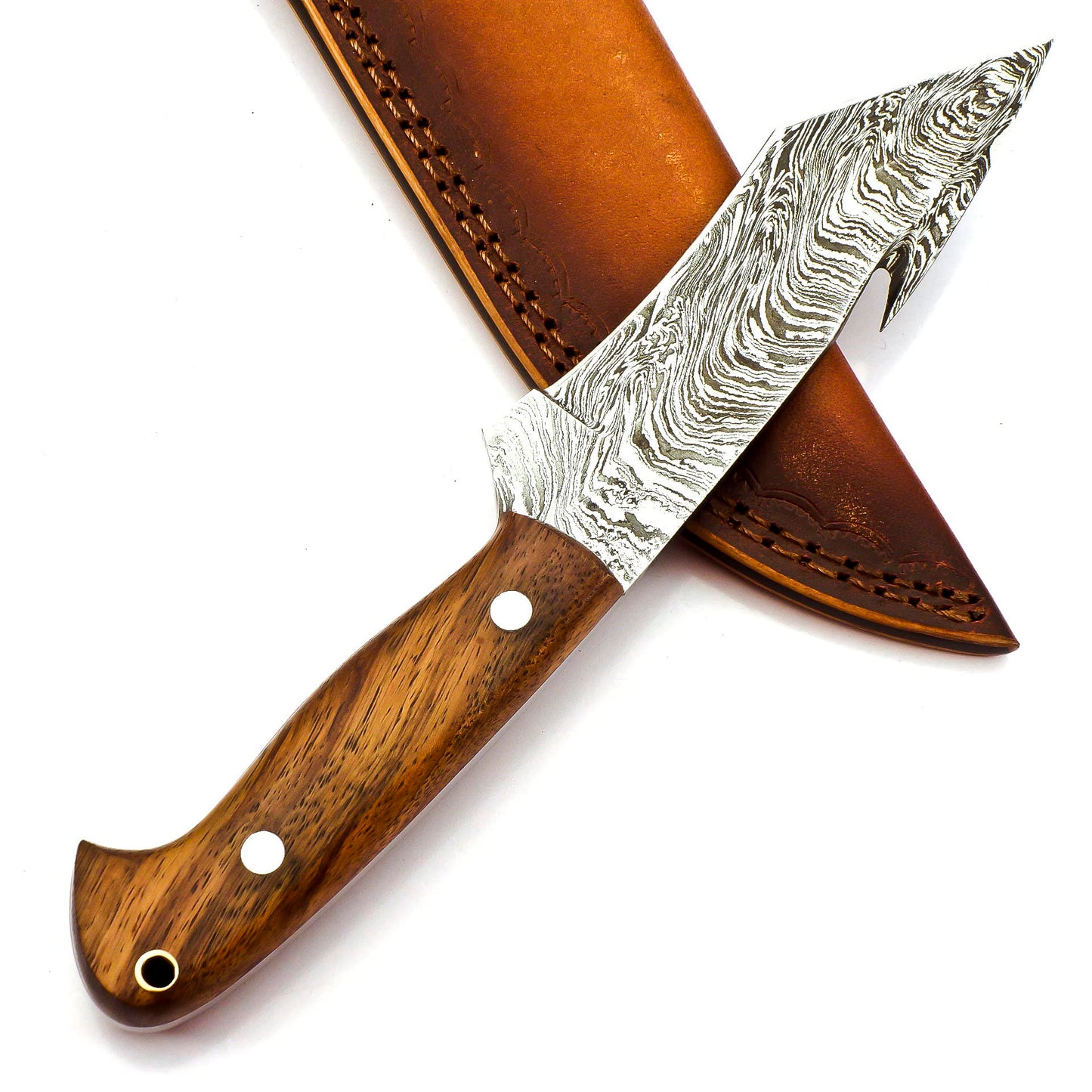 SK-2030 Handmade 09.00 Inches Damascus Steel full tang Skinner Knife - Rose Wood Handle.