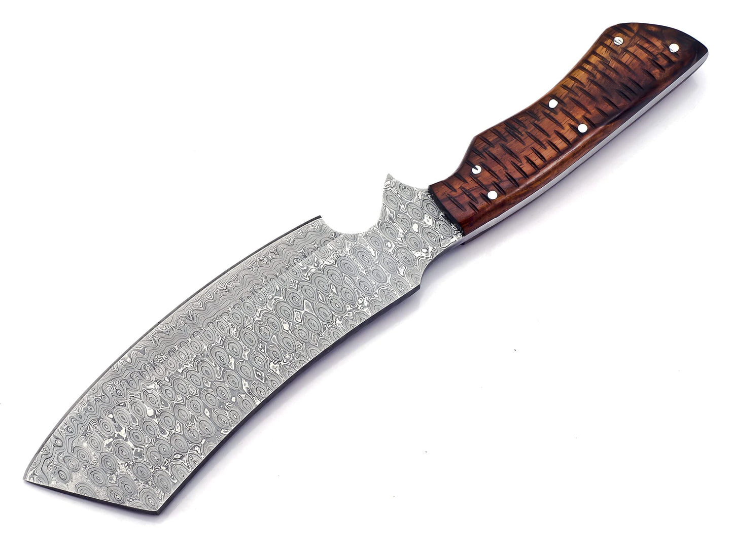 CP-500 Handmade Damascus Steel 12.00 Inches Damascus Steel Chopper Knife - Beautiful Rose Wood Handle.