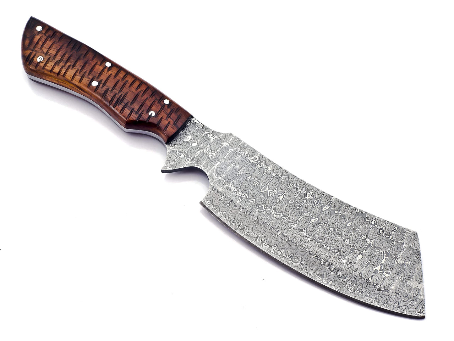 CP-500 Handmade Damascus Steel 12.00 Inches Damascus Steel Chopper Knife - Beautiful Rose Wood Handle.