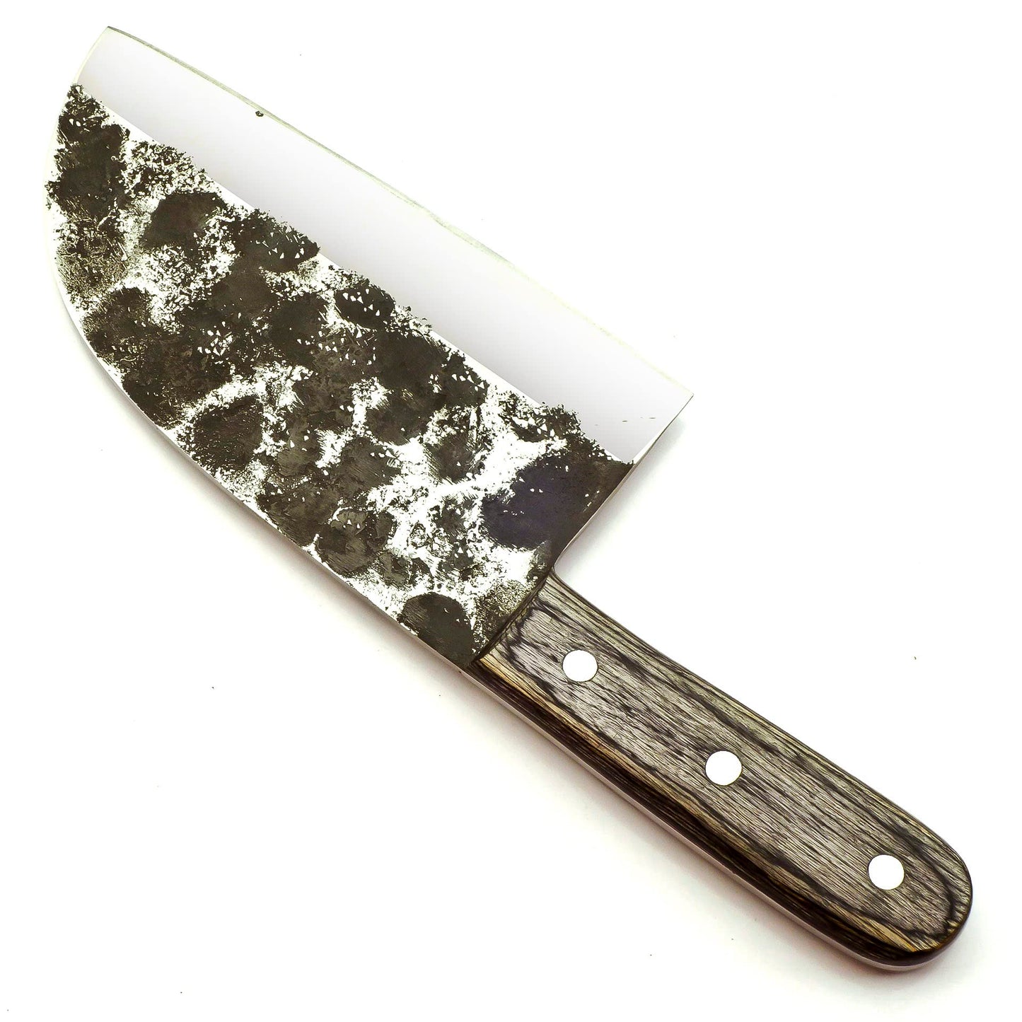 CP-5007 Handmade 12.00 Inches Stainless Steel Chopper Knife - Beautiful Black Hard Wood With Silver Pin Handle