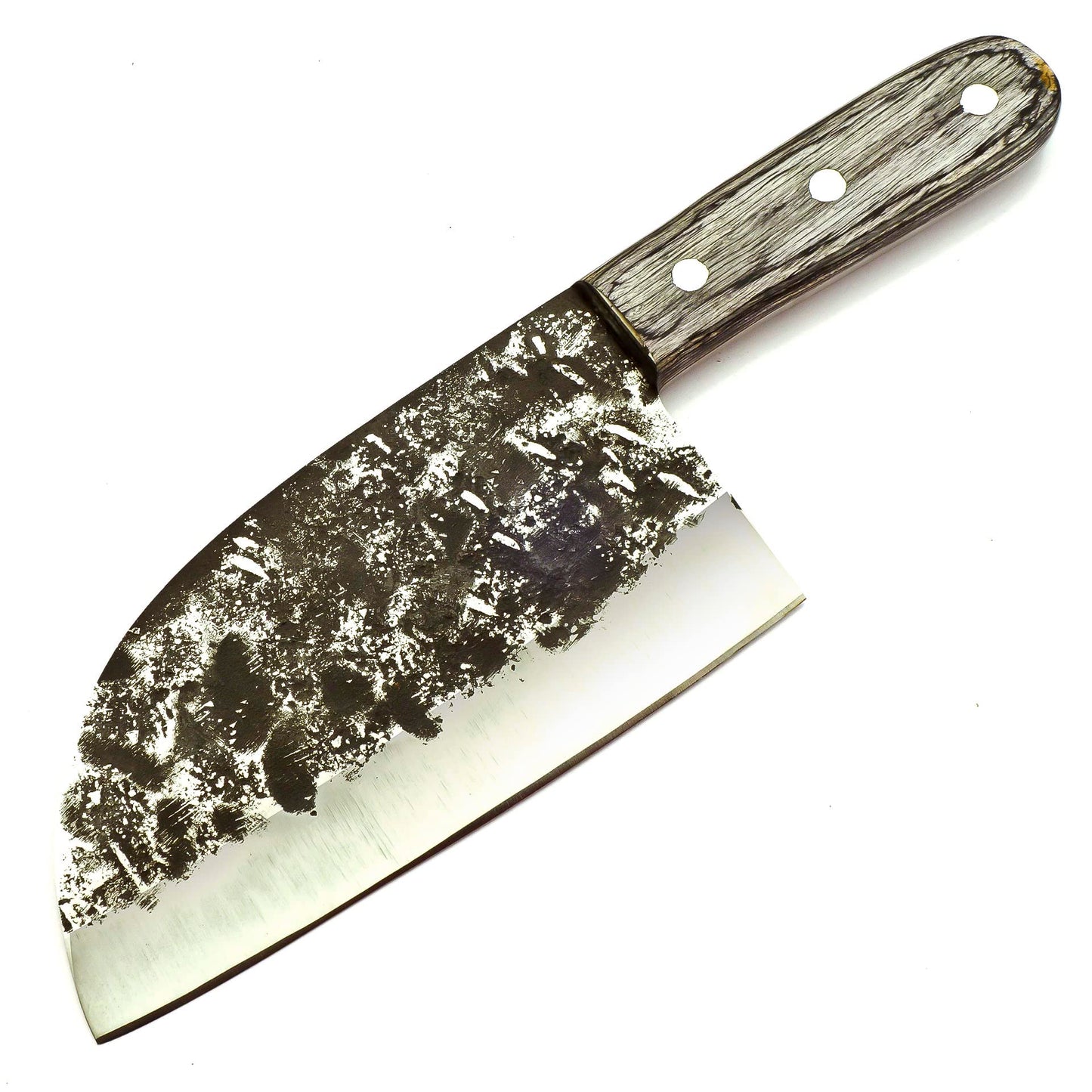 CP-5007 Handmade 12.00 Inches Stainless Steel Chopper Knife - Beautiful Black Hard Wood With Silver Pin Handle