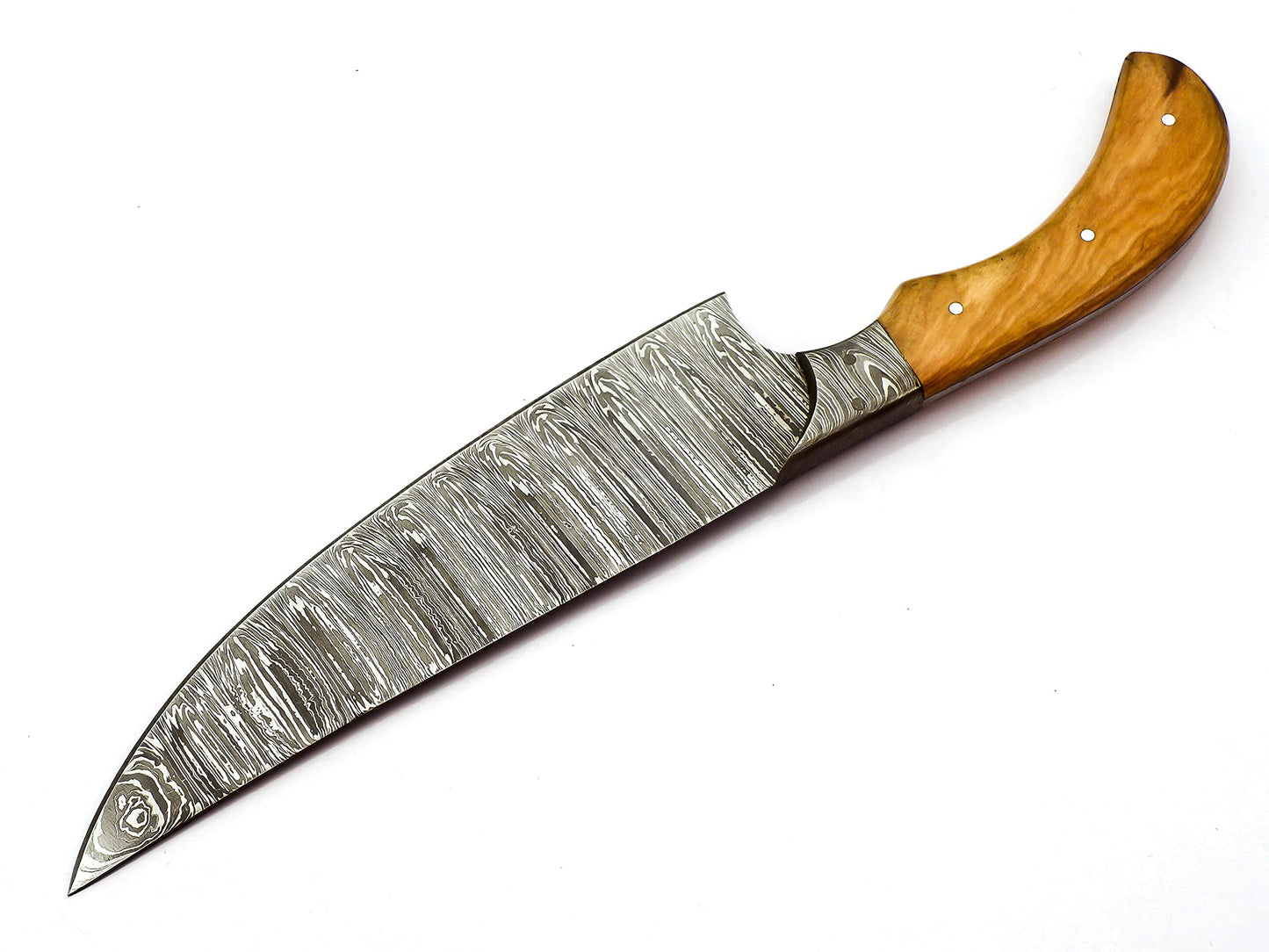 Handmade Damascus Steel 12 inches Kitchen Knife KK-99 - Beautiful Olive Wood Handle.