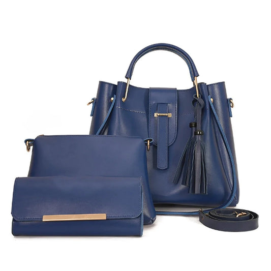 A3P-2202- ALEXA 3 PIECE HANDBAGS (BLUE)